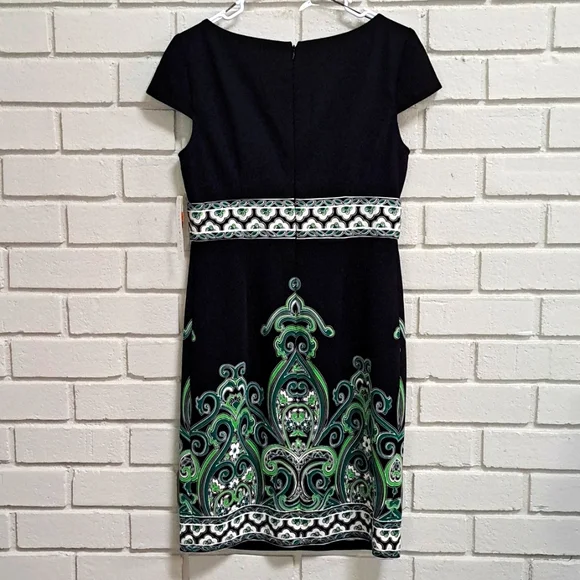 London Style Black/Green Paisley Businesses/Casual Dress. Sze 10 NWT - Picture 5 of 8